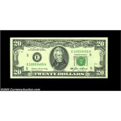 Fr. 2075-E $20 1985 Federal Reserve Note, About Uncirculated. Blank reverse. Important notice: We ex
