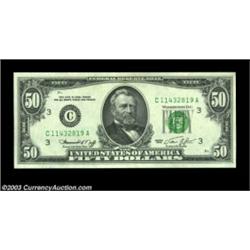 Fr. 2118-C $50 1974 Federal Reserve Notes, Gem Crisp Uncirculated. Three consecutive notes, the midd