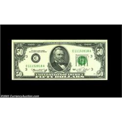 Fr. 2118-C $50 1974 Federal Reserve Note, Gem Crisp Uncirculated. A pristine $50 blank reverse that.