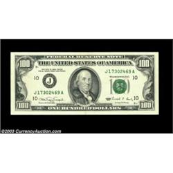Fr. 2173-J $100 1990 Federal Reserve Note, Extremely Fine-About Uncirculated. A scarce blank reverse