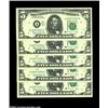 Image 1 : Fr. 1979-A $5 1988 Federal Reserve Notes, Gem Crisp Uncirculated. Five consecutive notes, each with.