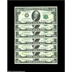 Fr. 2023-L $10 1977 Federal Reserve Notes. Choice Crisp Uncirculated.A group of seven consecutive pi