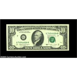 Fr. 2029-G $10 1988A Federal Reserve Note, Crisp Uncirculated. The reverse is about 80 percent blank