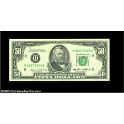 Fr. 2122-H $50 1985 Federal Reserve Note, Extremely Fine. Roughly 70 percent blank on the reverse. I