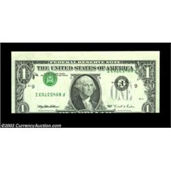 Fr. 1921-F $1 1995 Federal Reserve Note. Gem Crisp Uncirculated. Inverted third printing and the ass