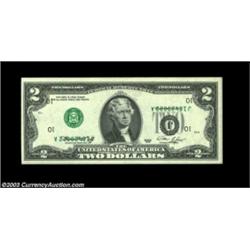 Fr. 1935-J $2 1976 Federal Reserve Note, Gem Crisp Uncirculated. A key denomination for an inverted.