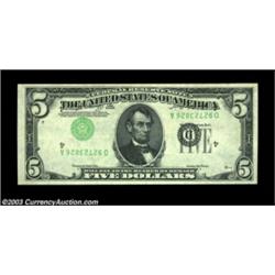 Fr. 1962-D $5 1950A Federal Reserve Note, About Uncirculated. Always dramatic inverted third printin