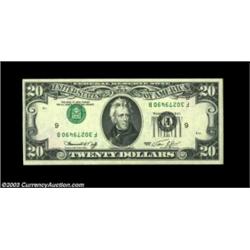 Fr. 2071-F $20 1974 Federal Reserve Note, Gem Crisp Uncirculated. A nicely centered and very bright.