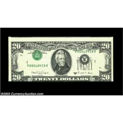 Fr. 2076-A $20 1988A Federal Reserve Note, Extremely Fine-About Uncirculated. Inverted third printin