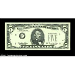 Fr. 1984-E $5 1995 Federal Reserve Note. Gem Crisp Uncirculated.A Richmond Fed with the Third Printi
