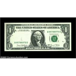 Fr. 1907-B $1 1969D Federal Reserve Note, Gem Crisp Uncirculated. Missing the district seal and the.
