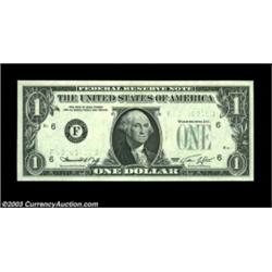 Fr. 1908-F $1 1974 Federal Reserve Note, Gem Crisp Uncirculated. Just a ghost of the green ink porti