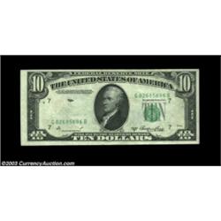 Fr. 2011-G $10 1950A Federal Reserve Note, Crisp Uncirculated. A very striking third printing error.