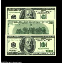 Fr. 2175-D $100 1996 Federal Reserve Notes, Gem Crisp Uncirculated. A great trio of new hundreds, wi