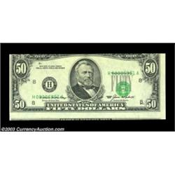 Fr. 2122-H $50 1985 Federal Reserve Note, Gem Crisp Uncirculated. A splendidly preserved double erro