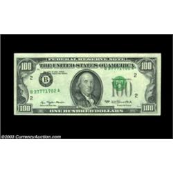 Fr. 2168-B $100 1977 Federal Reserve Note, About Uncirculated. The third printing is shifted upwards