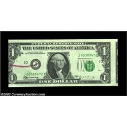 Fr. 1903-J $1 1969 Federal Reserve Note, Crisp Uncirculated. A strong shift to the right cuts off pa