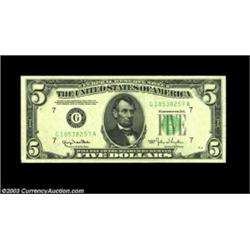 Fr. 1961-G $5 1950 Federal Reserve Note. Gem Crisp Uncirculated. The reverse on this early Fed is sk