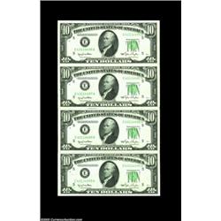 Fr. 2010-E $10 1950 Federal Reserve Notes. Choice Crisp Uncirculated.Four consecutive notes which ha