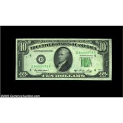 Fr. 2011-D $10 1950A Federal Reserve Note. Gem Crisp Uncirculated. The reverse is skewed, showing a.