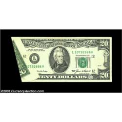 Fr. 2075-L $20 1985 Federal Reserve Note. Extremely Fine.A foldover error with the left corner folde