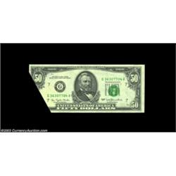 Fr. 2119-G $50 1977 Federal Reserve Note, Choice Crisp Uncirculated. Unusually printed multiple fold