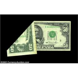 Fr. 2120-E $50 1981 Federal Reserve Note, Gem Crisp Uncirculated. A scarce high denomination foldove