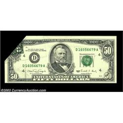 Fr. 2124-D $50 1990 Federal Reserve Note. Choice Crisp Uncirculated. A very dramatic high denominati