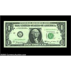 Fr. 1901-L $1 1963A Federal Reserve Notes, About Uncirculated and Crisp Uncirculated. A pair of 100.