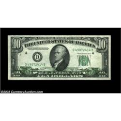 Fr. 2011-D $10 1950A Federal Reserve Notes, Choice Crisp Uncirculated. Four consecutive notes, with.