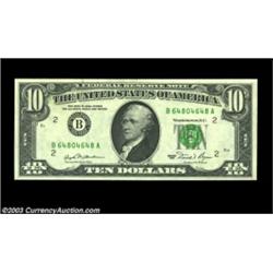 Fr. 2025-B $10 1981 Federal Reserve Note, Gem Crisp Uncirculated. A bold reverse offset covers about