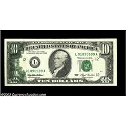 Fr. 2031-L $10 1993 Federal Reserve Note. Extremely Fine.A lightly circulated Fed Ten with a small b