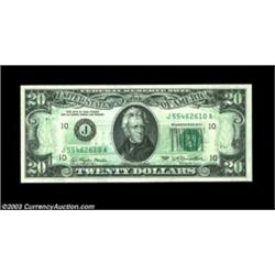 Fr. 2072-J $20 1977 Federal Reserve Notes. Gem Crisp Uncirculated.A consecutive pair of Kansas City.