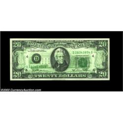Fr. 2073-D $20 1981 Federal Reserve Note, Choice Crisp Uncirculated. A full 100 percent back to fron