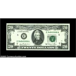 Fr. 2073-E $20 1981 Federal Reserve Note, Gem Crisp Uncirculated. A very scarce offset error where t