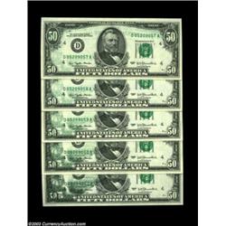 Fr. 2119-D $50 1977 Federal Reserve Notes, Gem Crisp Uncirculated. A very nice progressive set of fi