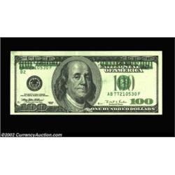 Fr. 2175-B $100 1996 Federal Reserve Note, Gem Crisp Uncirculated. Partial back to front offset on t