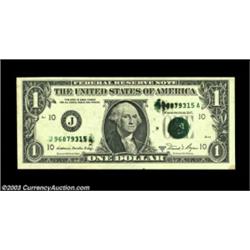 Fr. 1912-J $1 1981A Federal Reserve Note. Choice About Uncirculated.The green inking on the Treasury