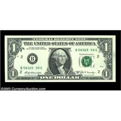 Fr. 1905-B $1 1969B Federal Reserve Note. About Uncirculated. One of the numbers has failed to print