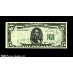 Fr. 1962-L $5 1950A Federal Reserve Note, Extremely Fine-About Uncirculated. An interesting obstruct