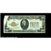 Image 1 : Fr. 2402 $20 1928 Gold Certificate, About Uncirculated. A foldover or obstruction error caused a sub