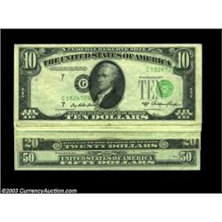 Federal Reserve Note Shifts.Fr. 2011-F $10 1950A Federal Reserve Note, Fine.Fr. 2011-G $10 1950A Fed