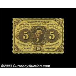 Fr. 1228 5c First Issue Gem New. Deeply and fully perforated, with ideal color and perfect paper sur