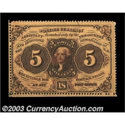Fr. 1228 5c First Issue Gem New. An unusually nice example with two full strips of margin outside of