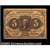 Image 1 : Fr. 1228 5c First Issue Gem New. An unusually nice example with two full strips of margin outside of