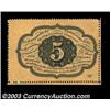 Image 2 : Fr. 1228 5c First Issue Gem New. An unusually nice example with two full strips of margin outside of