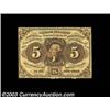 Image 1 : Fr. 1229 5c First Issue Choice New. This is the rarer Perforated no-monogram variety. The colors are