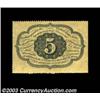 Image 2 : Fr. 1229 5c First Issue Choice New. This is the rarer Perforated no-monogram variety. The colors are