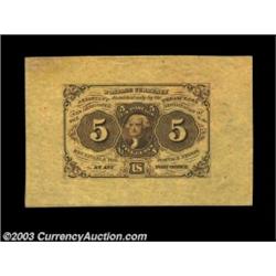 Fr. 1231SP 5c First Issue Face Only Gem New. Broadly margined, with strictly original paper surfaces