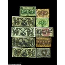Ten Scarcer Fractional Numbers. A very nice group that includes a perforated denomination set, three